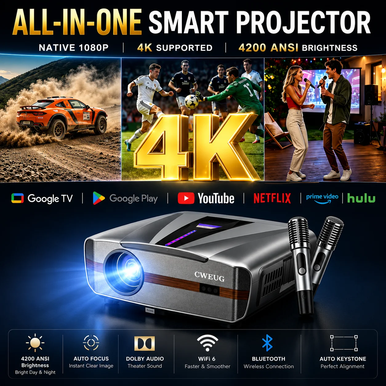 Home Cinema Experience - Neuer 4K E9 UHD-Projektor Smart 4200ANSI