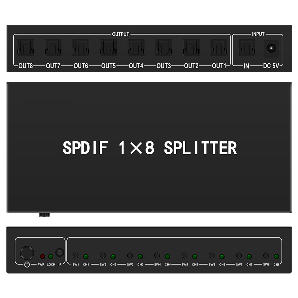 Home Cinema Installation - Optischer Audio-Splitter, 1 in 8 Out