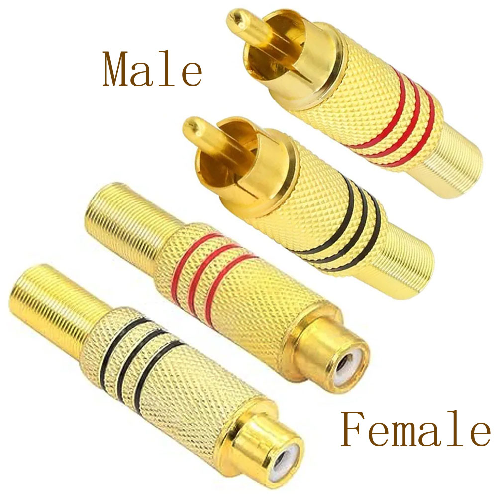 Home Cinema Installation - 4 Stück RCA-Stecker Vergoldet Löttyp Männlich