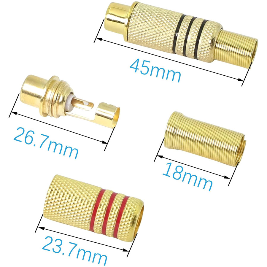 4 Stück RCA-Stecker Vergoldet  – Home Cinema Installation Bewertung und Preis